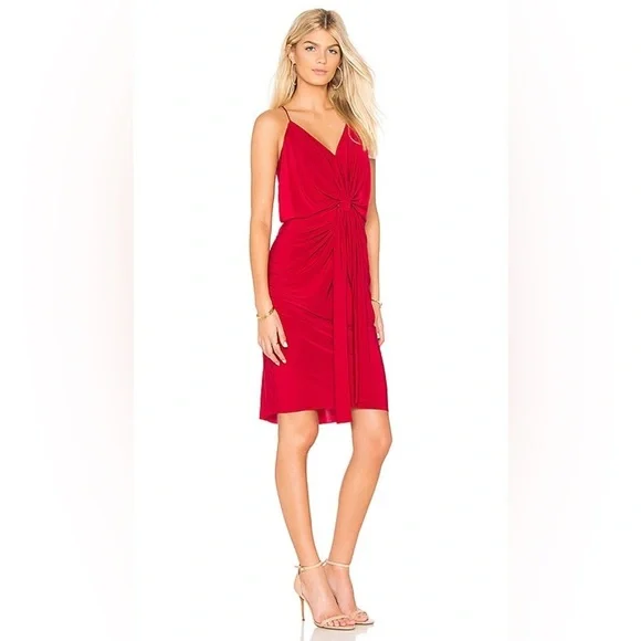 MISA Los Angeles Domino Tie Front Dress in Red Size Medium. - Picture 1 of 10
